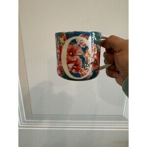 Anthropologie Dawn Monogram “C” Mug Watercolor Blue Bloom